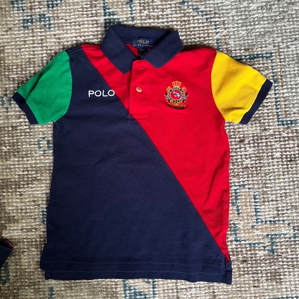 Boys Ralph Lauren Polo Shirt 4T Rugby Colorblock Dapper Little Dude Sporty